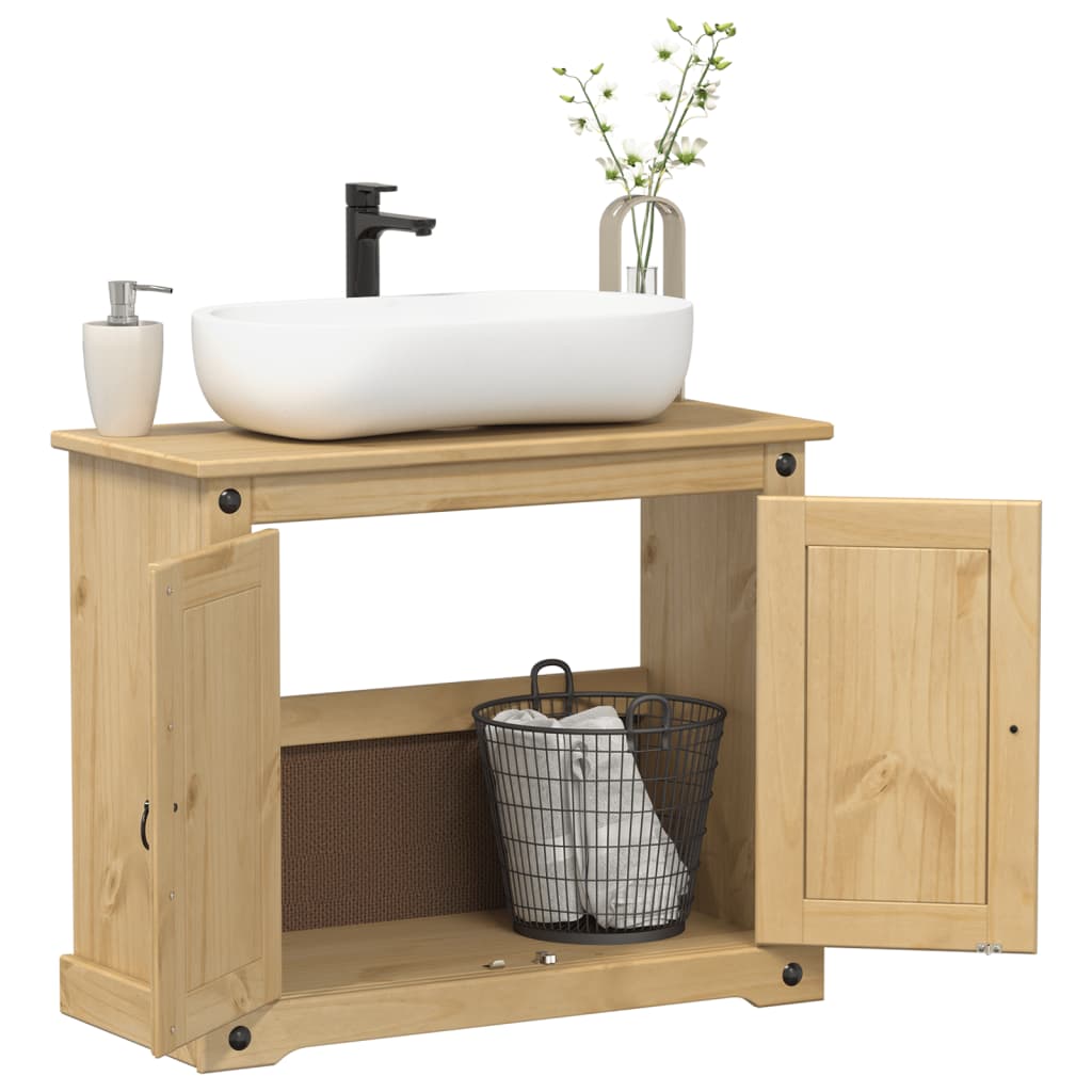 foto del prodotto mobile lavabo da bagno corona 73x33x60cm legno massello di pino