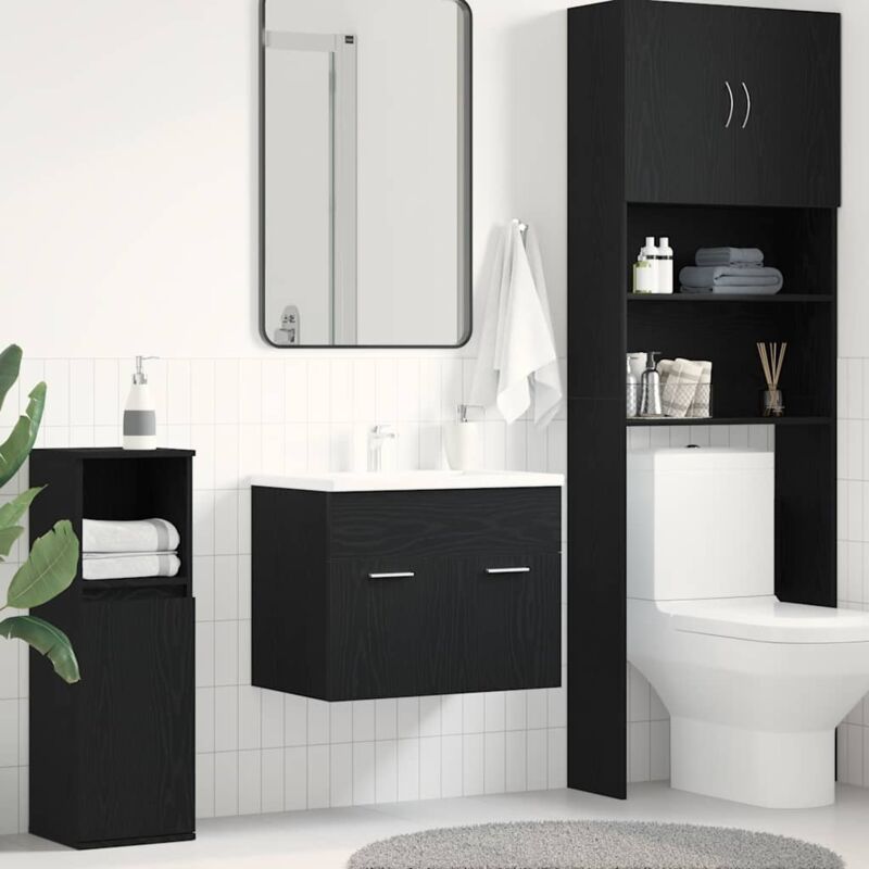 foto del prodotto mobile lavabo da bagno rovere nero 60x38,5x46 cm in truciolato vidaxl