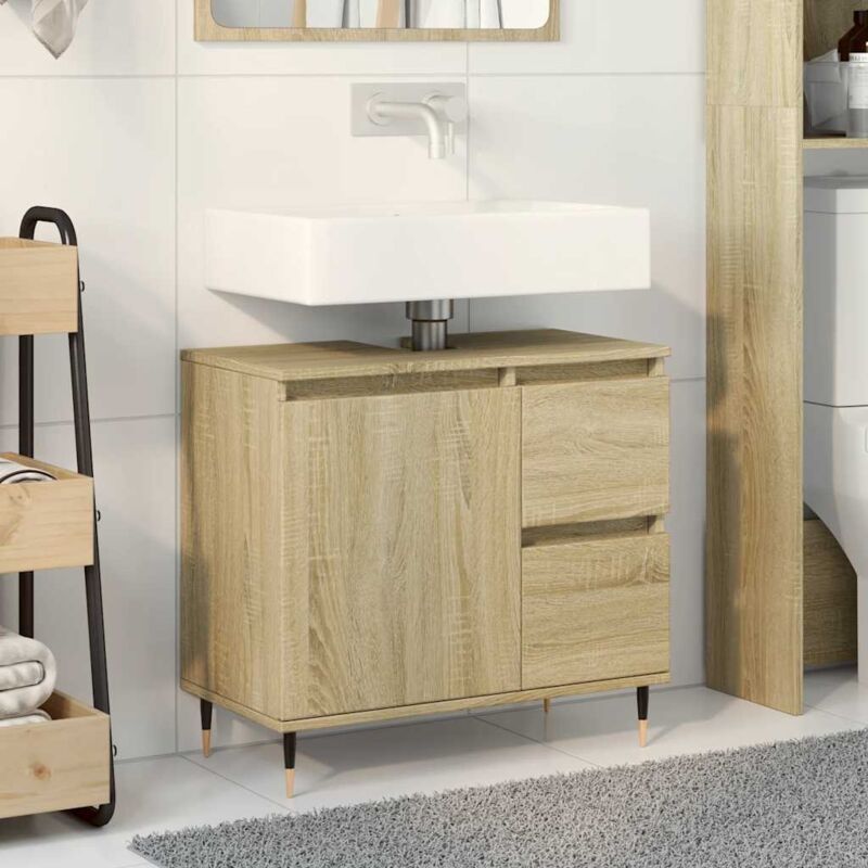foto del prodotto mobile lavabo da bagno rovere sonoma 65x33x60 cm in truciolato - vidaxl