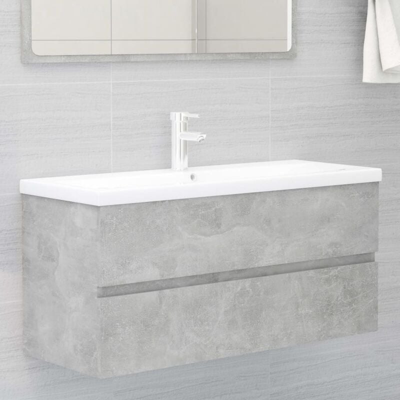 foto del prodotto mobile lavabo grigio cemento 100x38,5x45cm in legno multistrato vidaxl