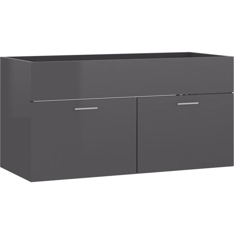 foto del prodotto mobile lavabo grigio lucido 90x38,5x46 cm in legno multistrato - vidaxl