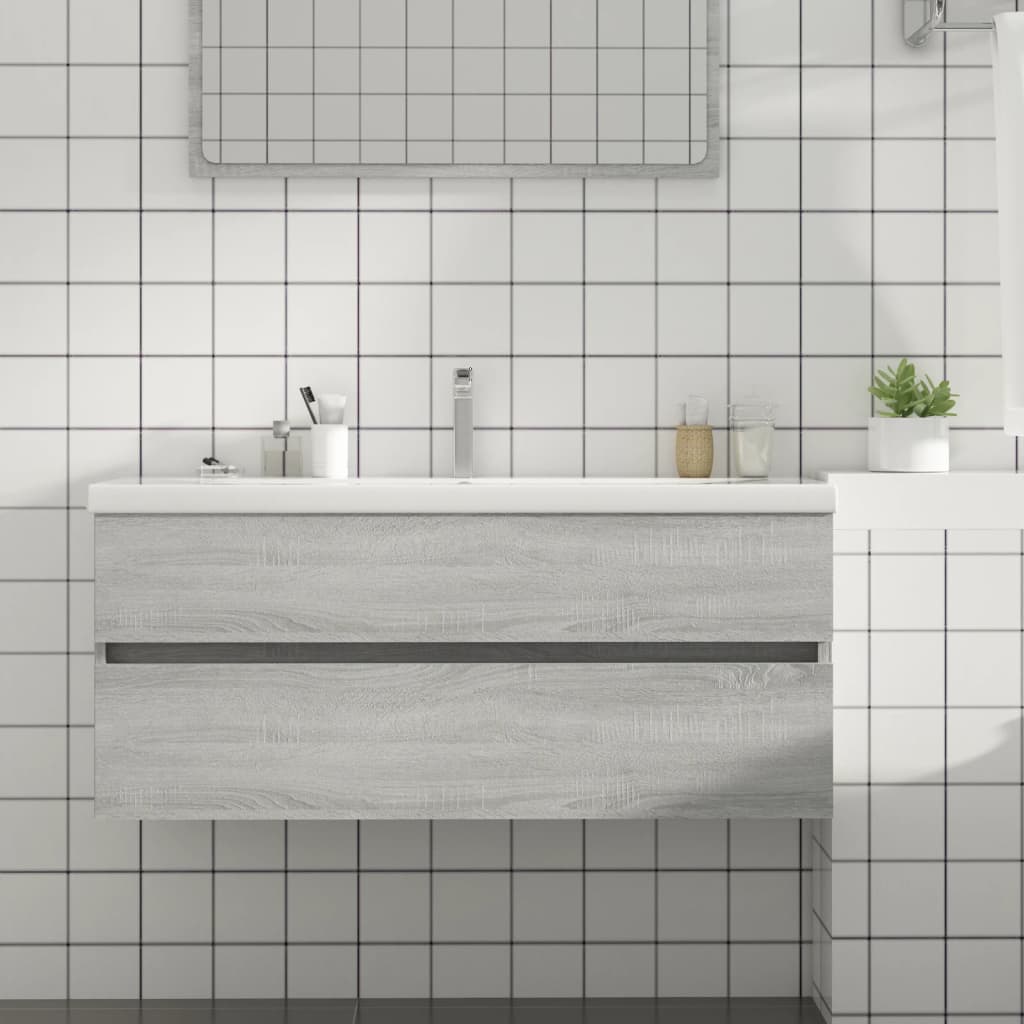 foto del prodotto mobile lavabo grigio sonoma 100x38,5x45 cm in legno multistrato cod mxl 25360