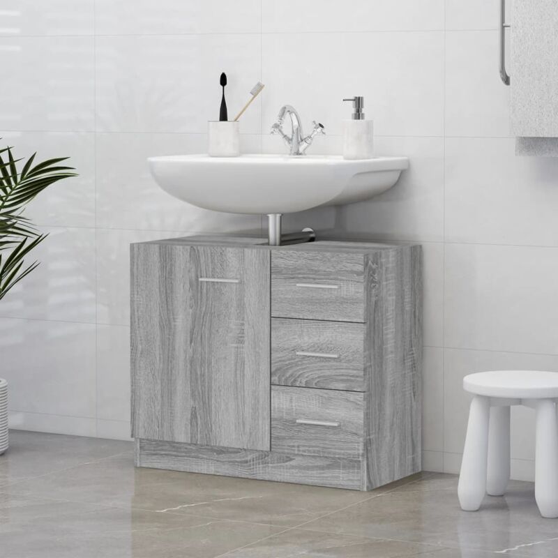 foto del prodotto mobile lavabo grigio sonoma 63x30x54 cm in legno multistrato vidaxl