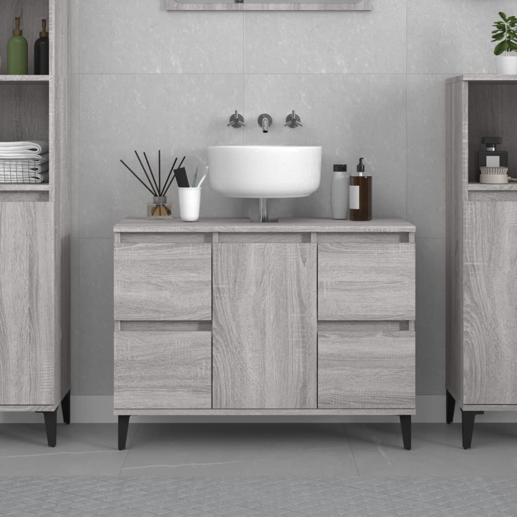 foto del prodotto mobile lavabo grigio sonoma 80x33x60 cm in legno multistratocod mxl 80836