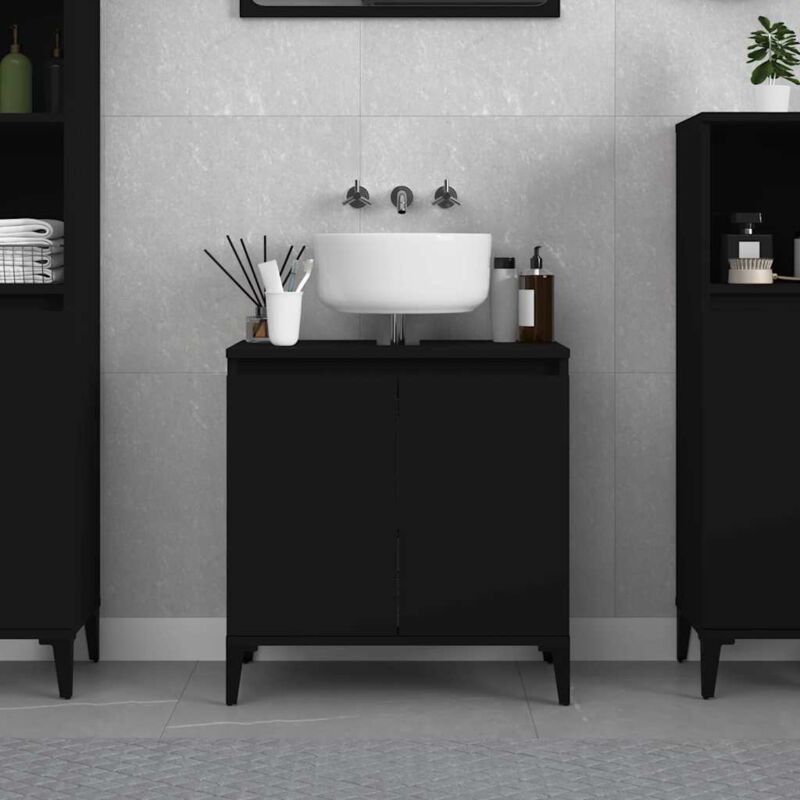 foto del prodotto mobile lavabo nero 58x33x60 cm in legno multistrato vidaxl