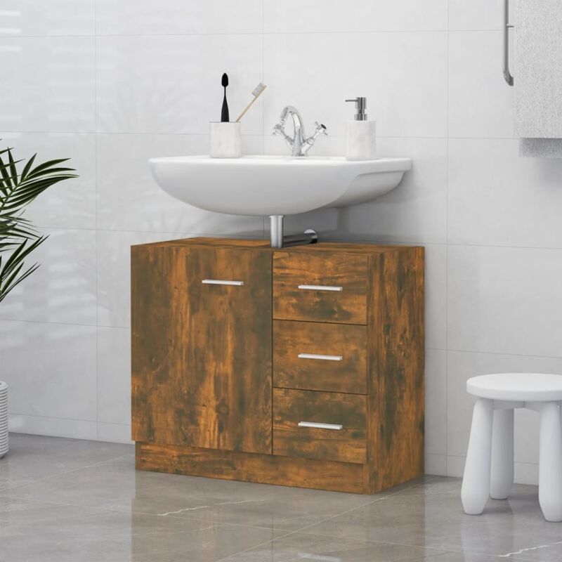 foto del prodotto mobile lavabo rovere fumo 63x30x54 cm in legno multistrato vidaxl