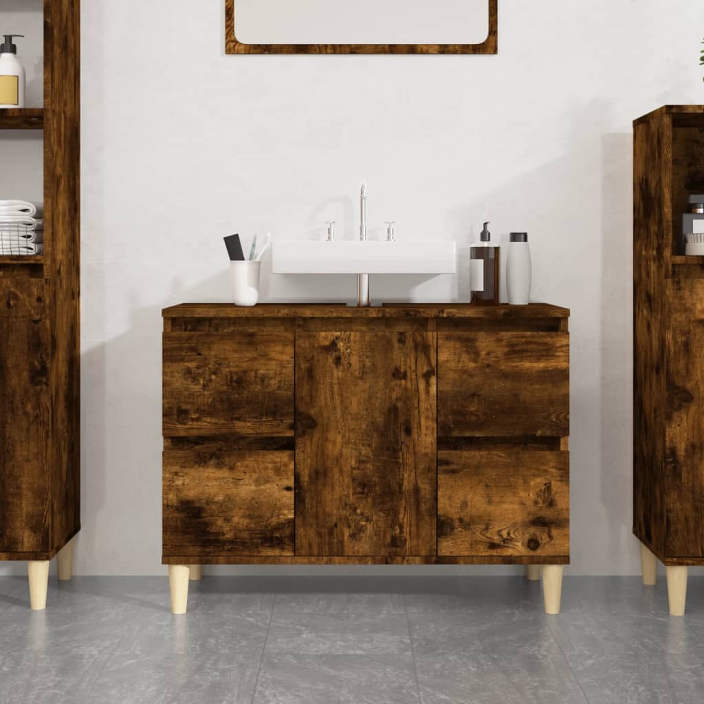 foto del prodotto mobile lavabo rovere fumo 80x33x60 cm in legno multistratocod mxl 128305