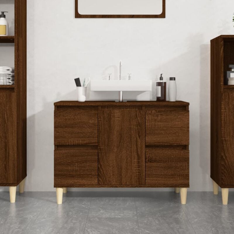 foto del prodotto mobile lavabo rovere marrone 80x33x60 cm in legno multistrato vidaxl