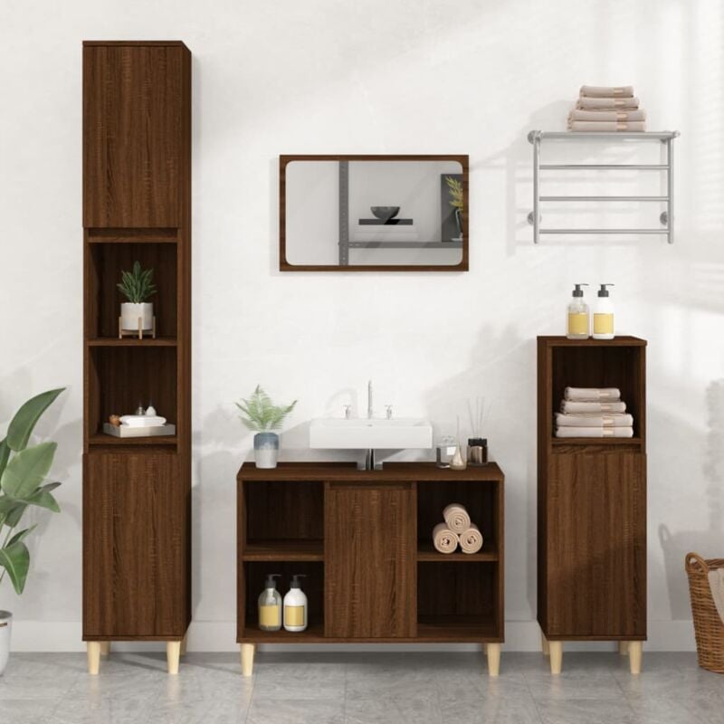 foto del prodotto mobile lavabo rovere marrone 80x33x60 cm in legno multistrato vidaxl