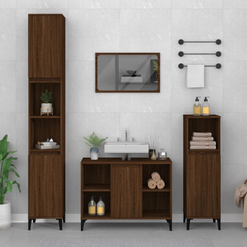 foto del prodotto mobile lavabo rovere marrone 80x33x60 cm in legno multistrato vidaxl
