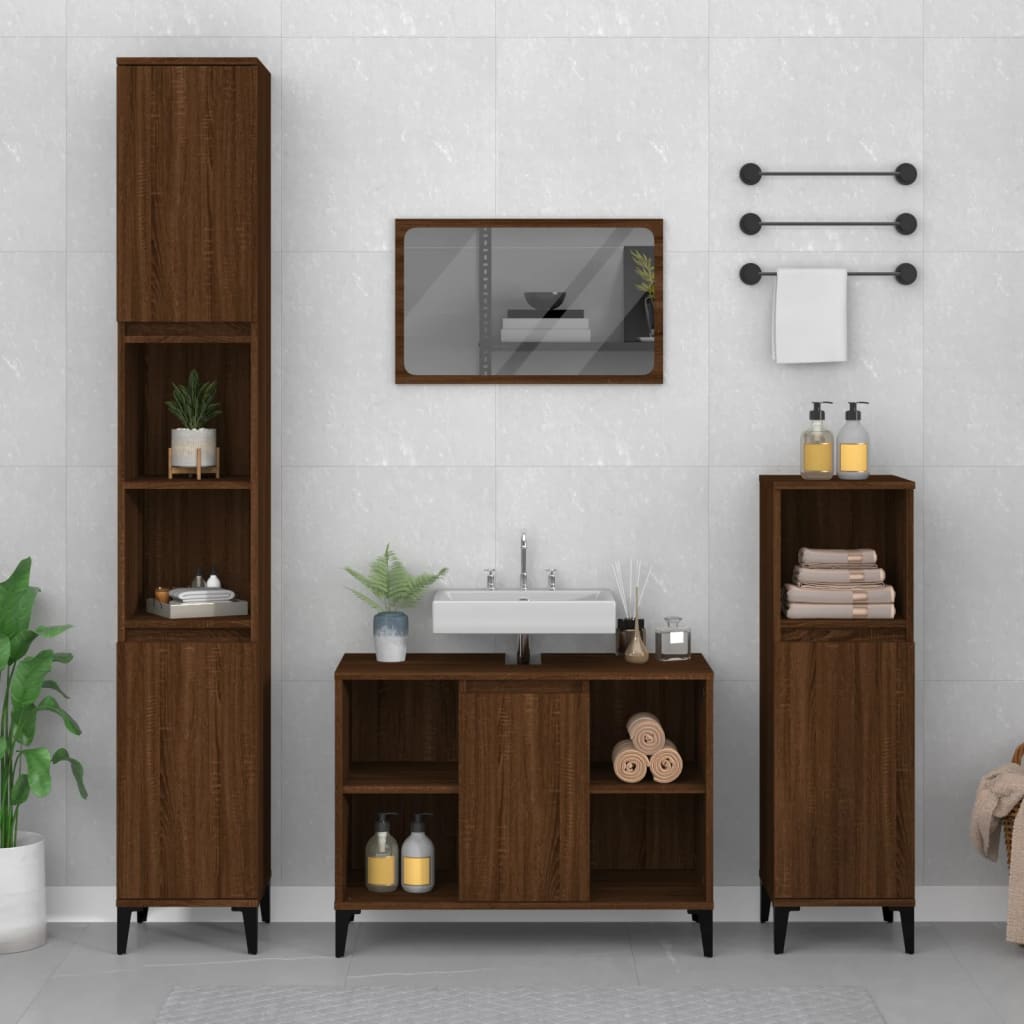 foto del prodotto mobile lavabo rovere marrone 80x33x60 cm in legno multistratocod mxl 127325