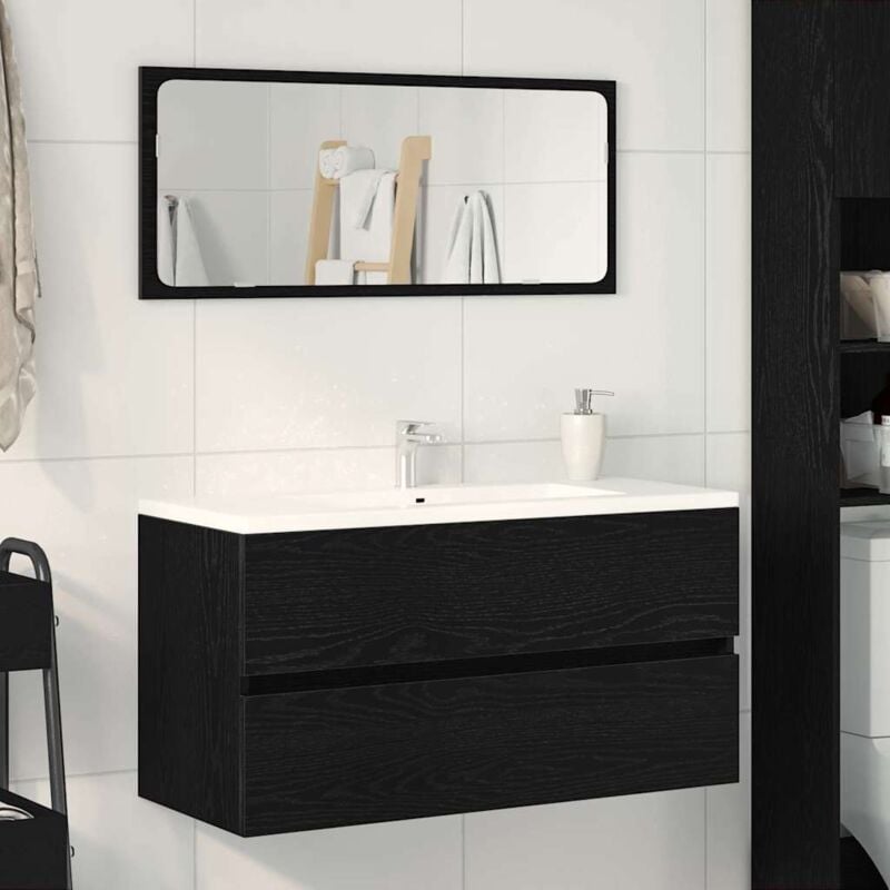 foto del prodotto mobile lavabo rovere nero 90x38,5x45 cm in legno multistrato vidaxl