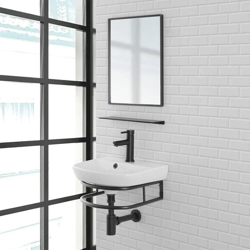 foto del prodotto mobile lavabo sospeso 45 cm salvaspazio in stile industrial borg