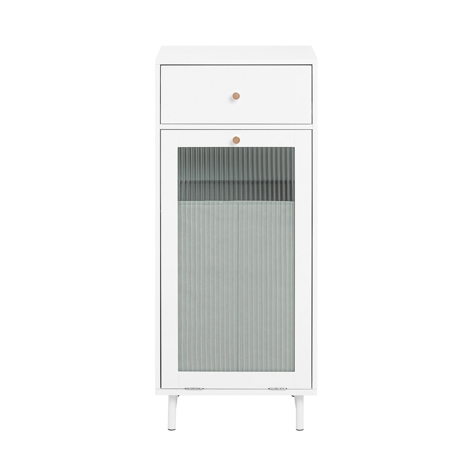 foto del prodotto mobile lavanderia con portabiancheria apribile cesto portabiancheria con anta in vetro mobile bagno biaco 40x40x96cm bzr116-w sobuy