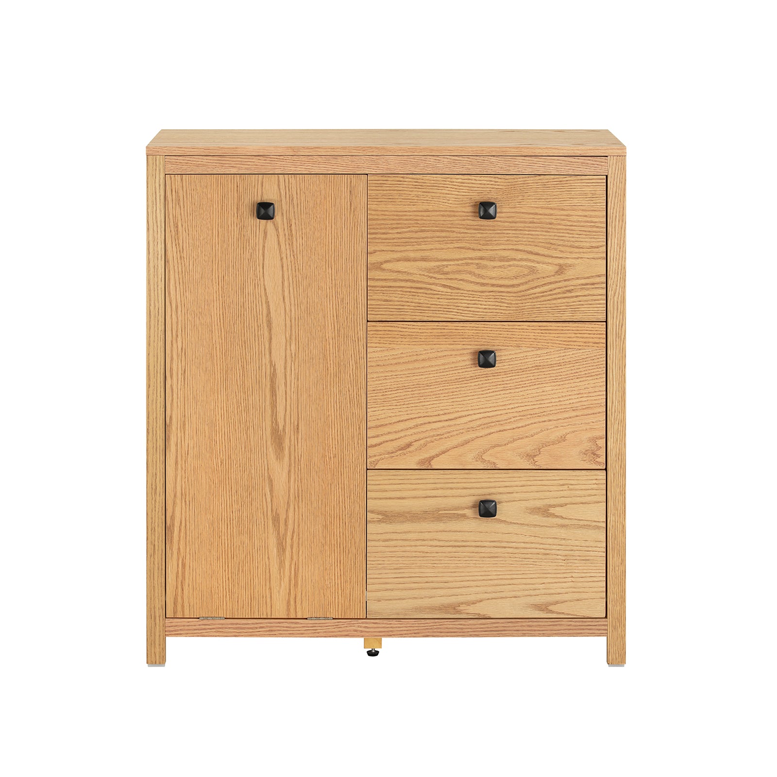 foto del prodotto mobile lavanderia con sacchi portabiancheria pieghevoli mobiletto bagno con tre cassetti armadio portabiancheria 80x35x89 cm bzr97 n naturale
