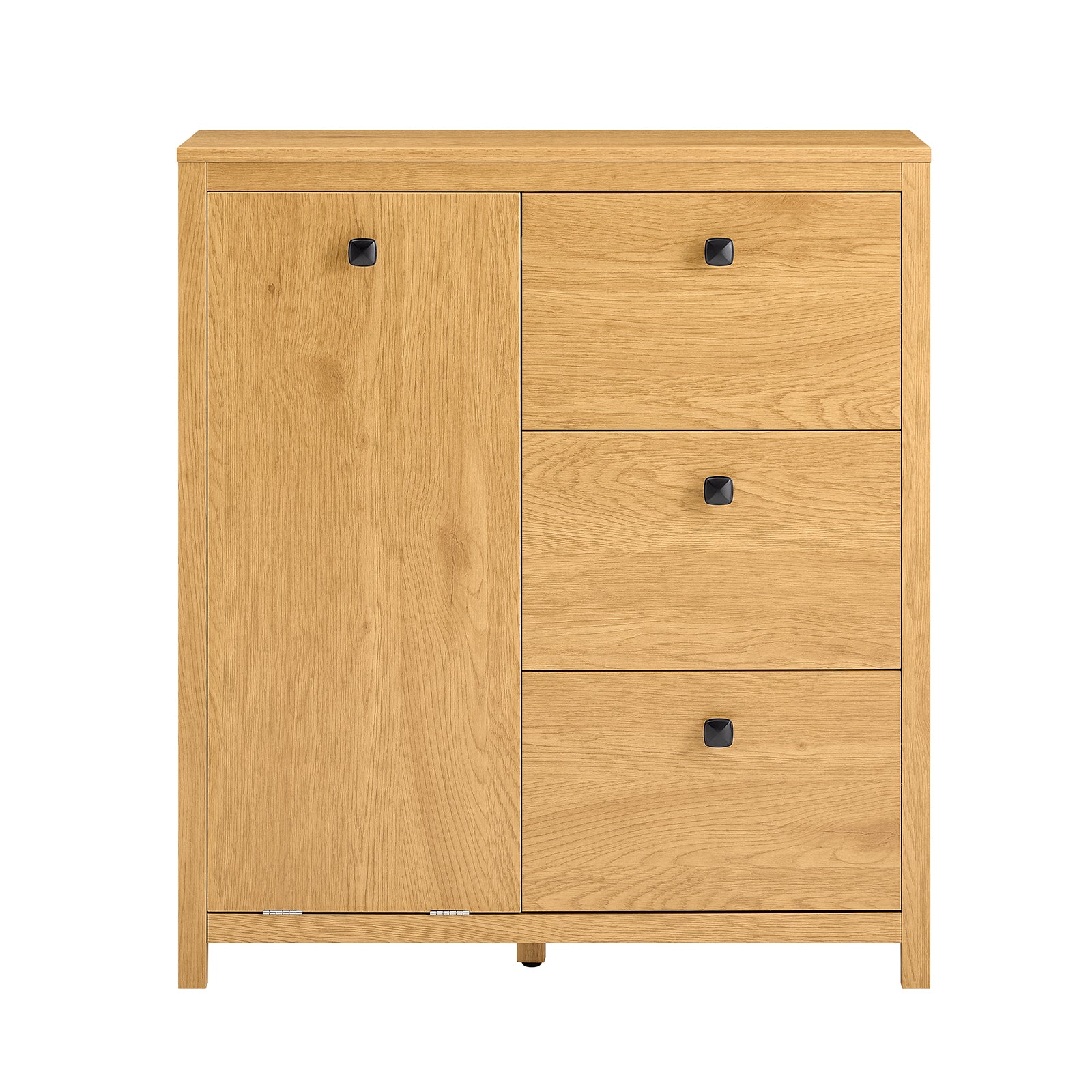 foto del prodotto mobile lavanderia con sacchi portabiancheria pieghevoli mobiletto bagno con tre cassetti armadio portabiancheria 80x35x89 cm bzr97 sn naturale chiaro