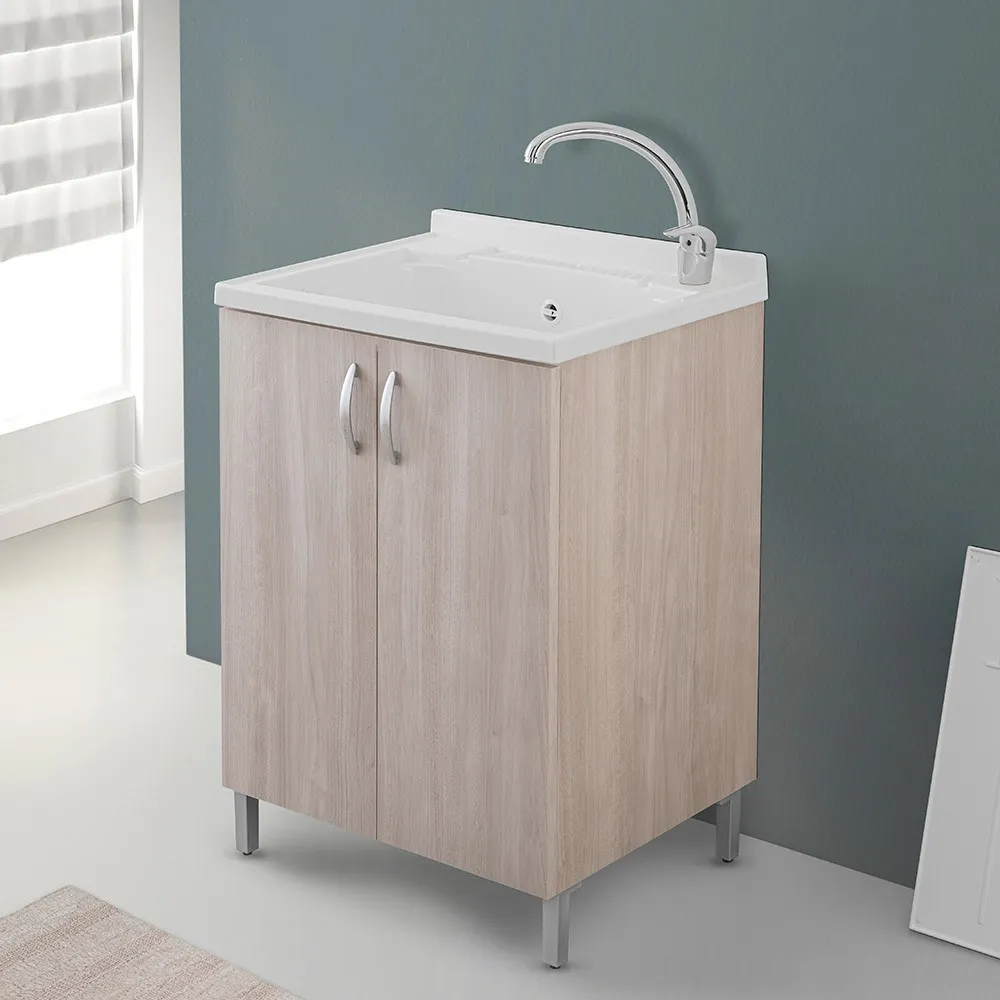 foto del prodotto mobile lavanderia da interno 60 cm olmo con strofinatoio incluso