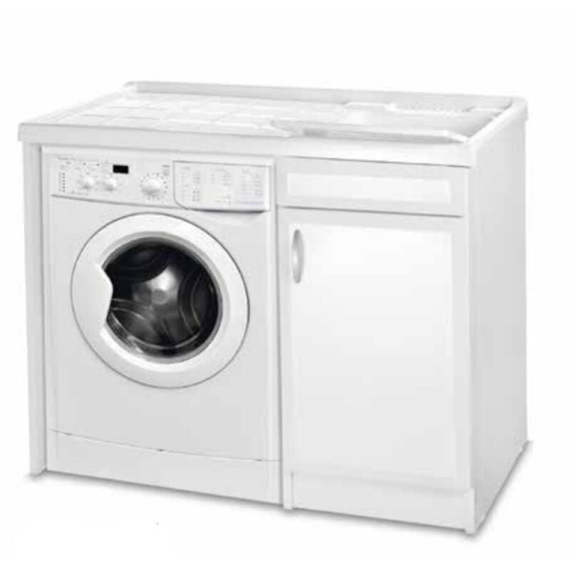 foto del prodotto mobile lavatoio 105x60 cm in pvc con vasca in resina coprilavatrice a dx bianco