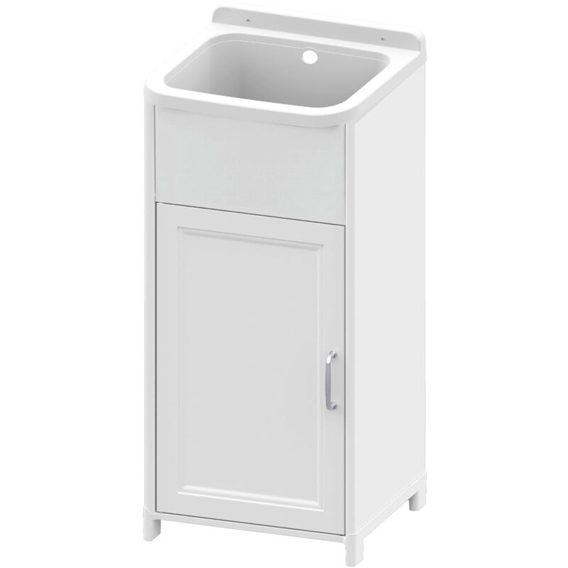 foto del prodotto mobile lavatoio 40x40x78 cm 1 anta con pilozzo mini in resina bianco