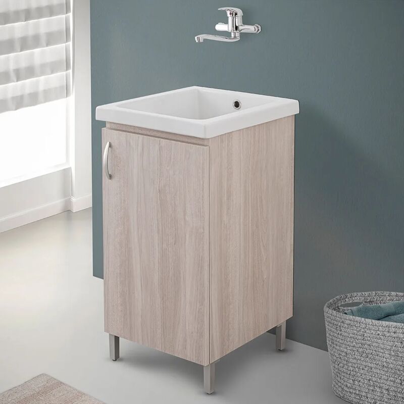 foto del prodotto mobile lavatoio 45x50 in ceramica con strofinatoio finitura olmo