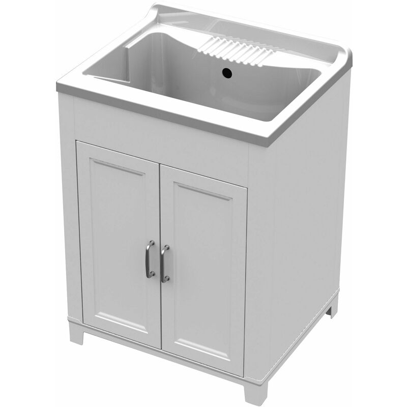 foto del prodotto mobile lavatoio 60x50x85 cm 2 ante in resina bianco