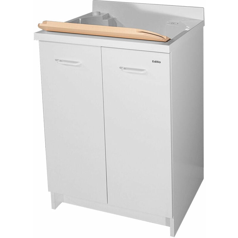 foto del prodotto mobile lavatoio 60x50x85cm 2 ante asse in legno montegrappa edilla bianco con cesto