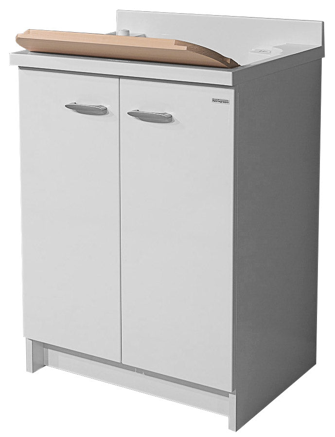 foto del prodotto mobile lavatoio 60x50x85cm 2 ante asse in legno montegrappa marella bianco con cesto