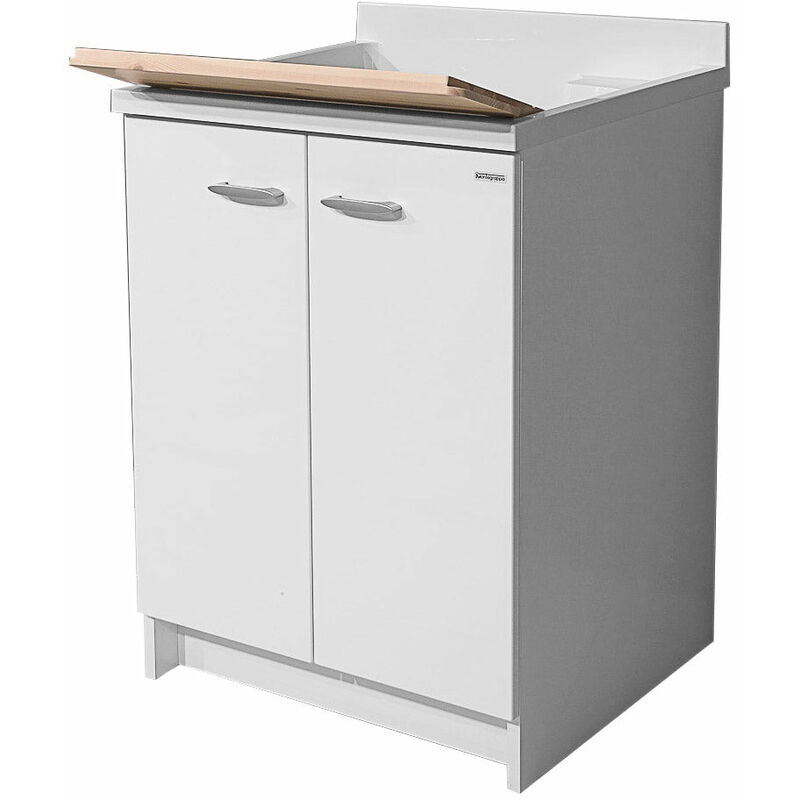 foto del prodotto mobile lavatoio 60x60x85cm 2 ante asse in legno montegrappa marella bianco