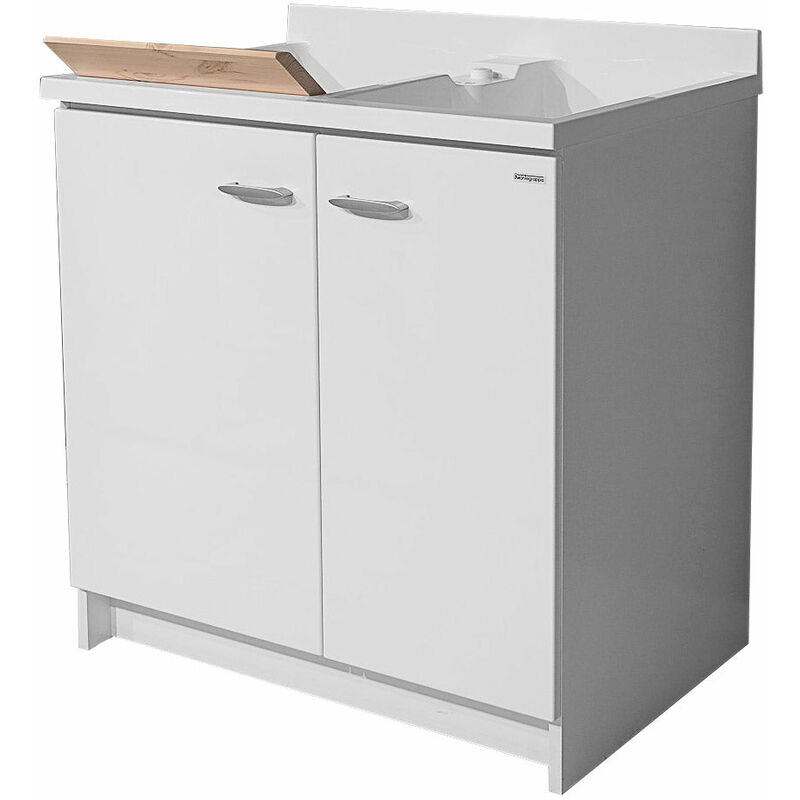 foto del prodotto mobile lavatoio 80x60x85cm 2 ante 2 vasche asse in legno montegrappa marella bianco
