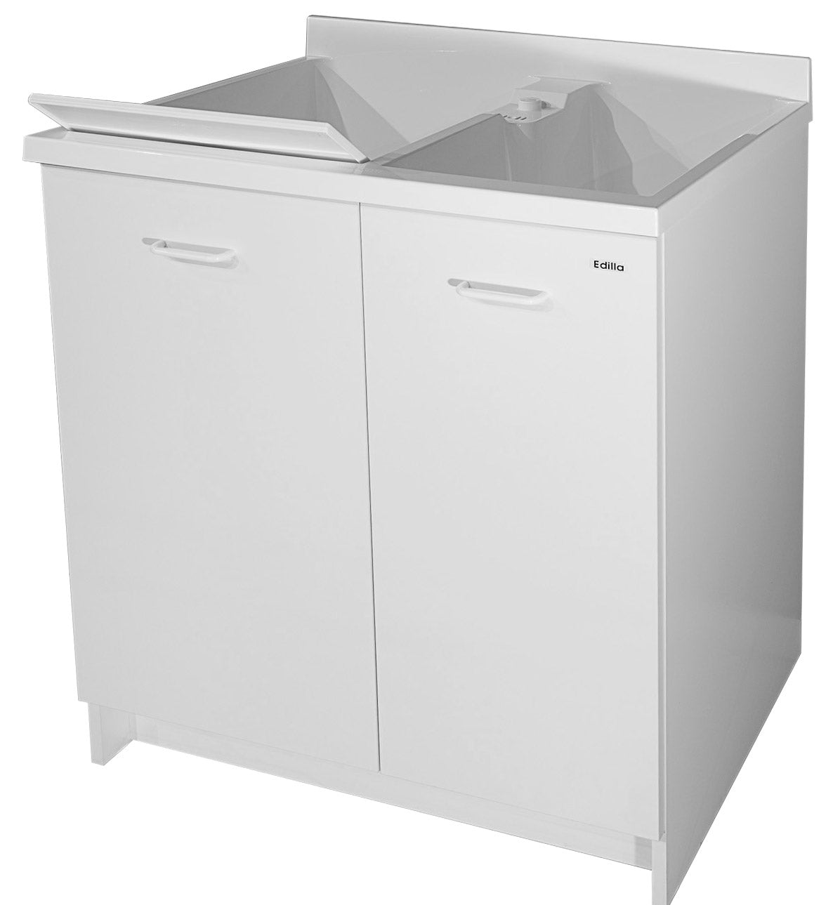 foto del prodotto mobile lavatoio 80x60x85cm 2 ante 2 vasche asse in termoplastico montegrappa edilla bianco con cesto