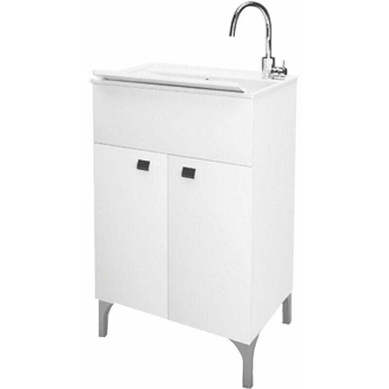 foto del prodotto mobile lavatoio anta doppia cm 50 x 50 x h.83 bianco lucido