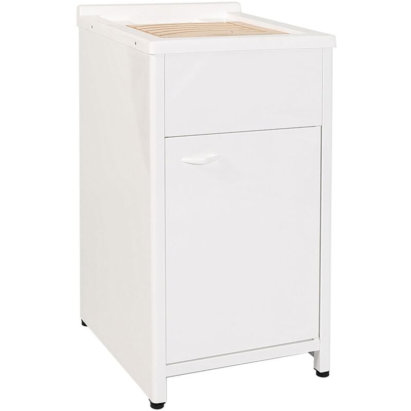 foto del prodotto mobile lavatoio da esterno in polipropilene e alluminio 45x50x83 cm bianco