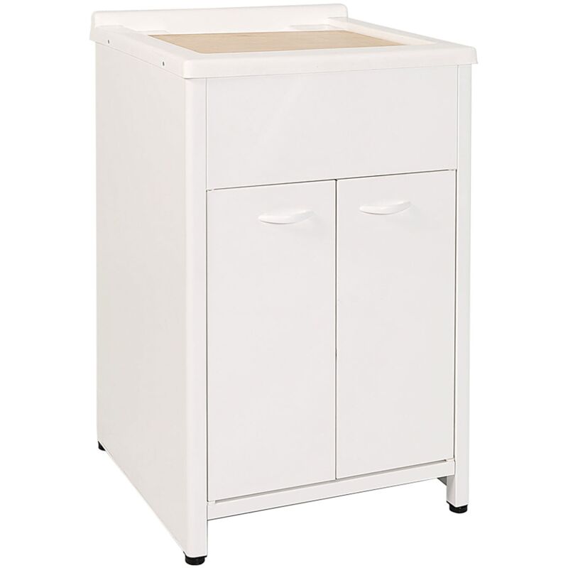 foto del prodotto mobile lavatoio da esterno in polipropilene e alluminio 50x50x83 cm bianco