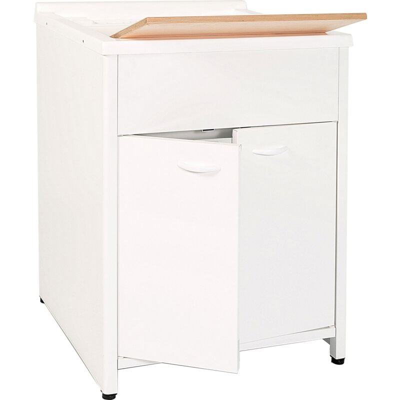 foto del prodotto mobile lavatoio da esterno in polipropilene e alluminio 60x60x83 cm bianco