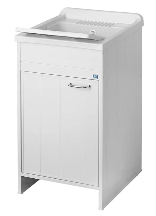 foto del prodotto mobile lavatoio da esterno in resina 50 x 50 completo di asse e