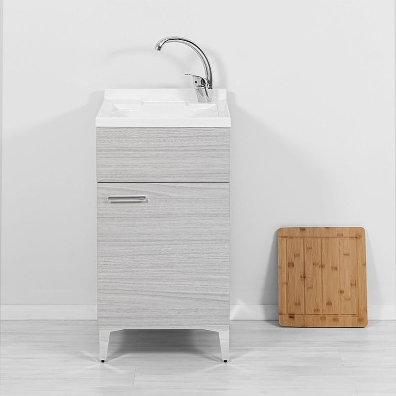 foto del prodotto mobile lavatoio grigio 45x50 cm vasca in resina e asse lavapanni desya