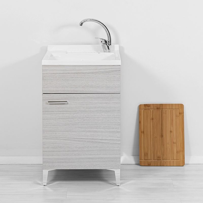 foto del prodotto mobile lavatoio grigio 50x50 cm vasca in resina e asse lavapanni desya