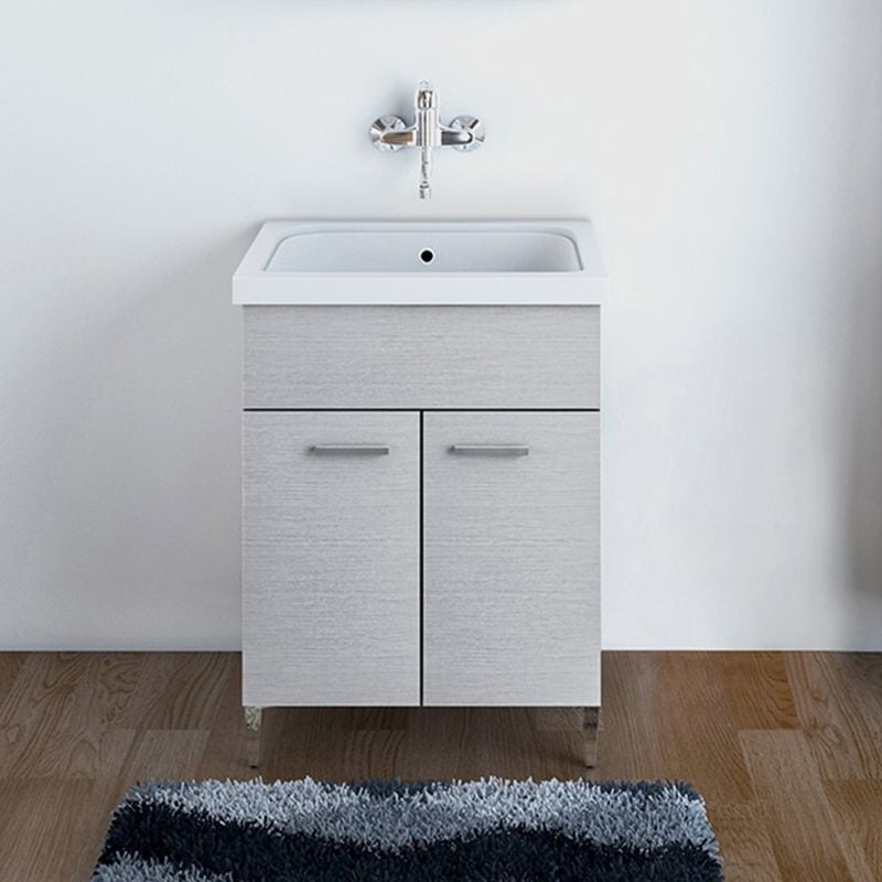 foto del prodotto mobile lavatoio grigio 60x50 cm con vasca e strofinatoio integrato in ceramica