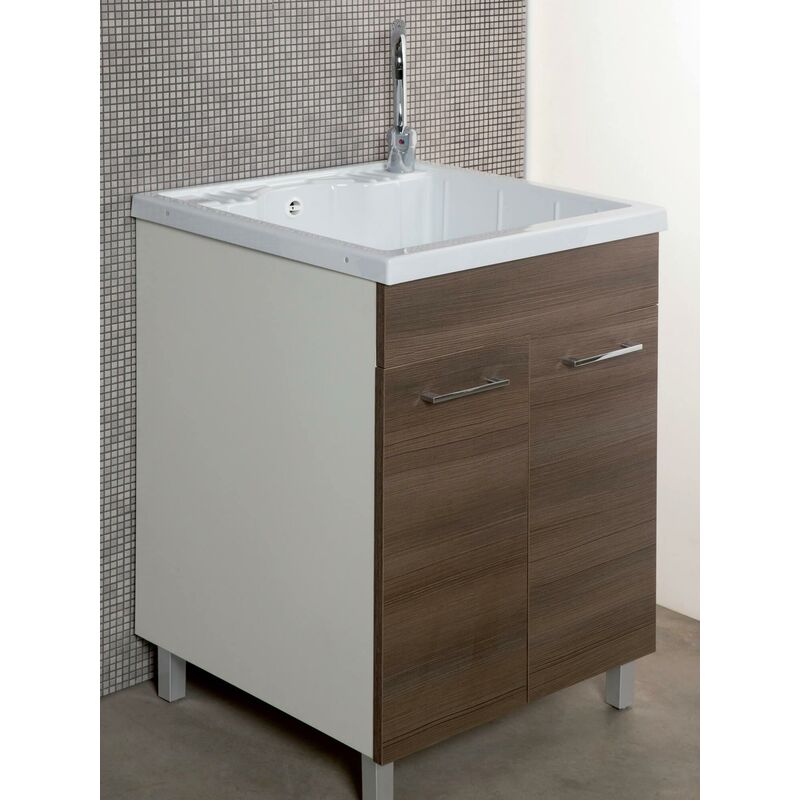 foto del prodotto mobile lavatoio in abs 60x50x89 cm 2 ante ambrosini ariel marrone