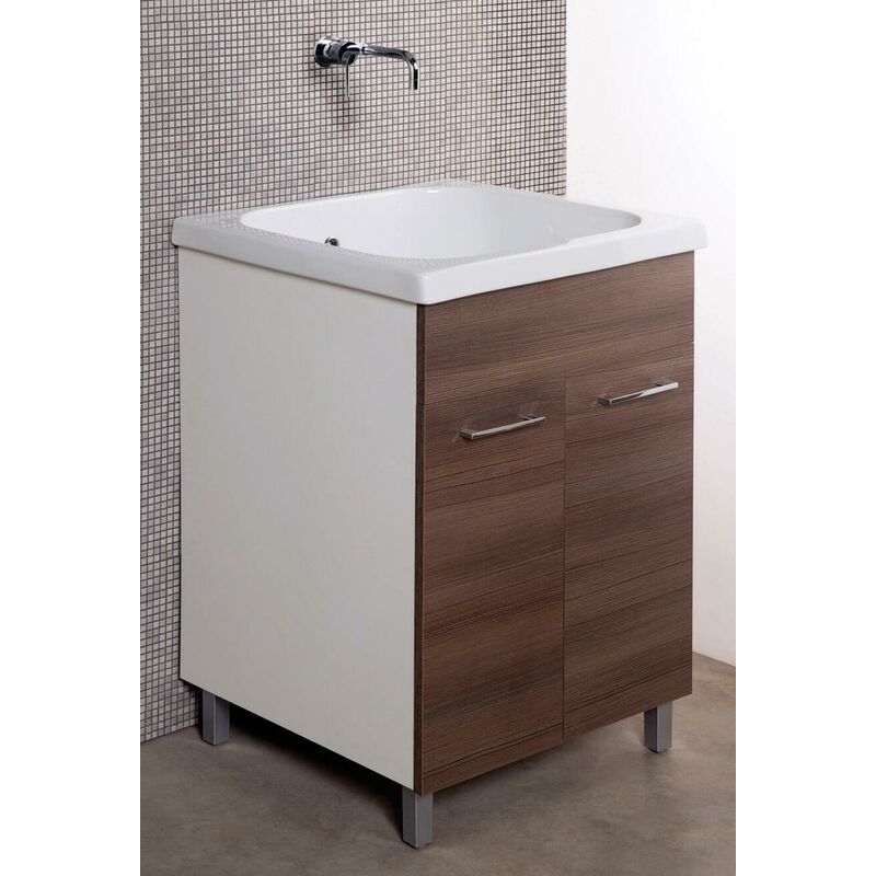 foto del prodotto mobile lavatoio in ceramica 60x60x88 cm 2 ante ambrosini marrone