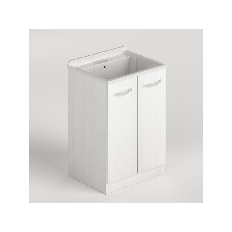 foto del prodotto mobile lavatoio in legno bianco frassinato. lavatoi