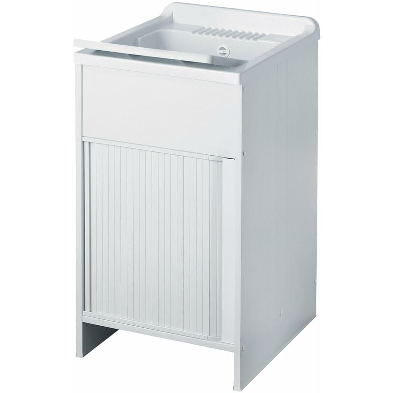 foto del prodotto mobile lavatoio in pvc 50x50x85 cm con serranda forlani esterni roc bianco