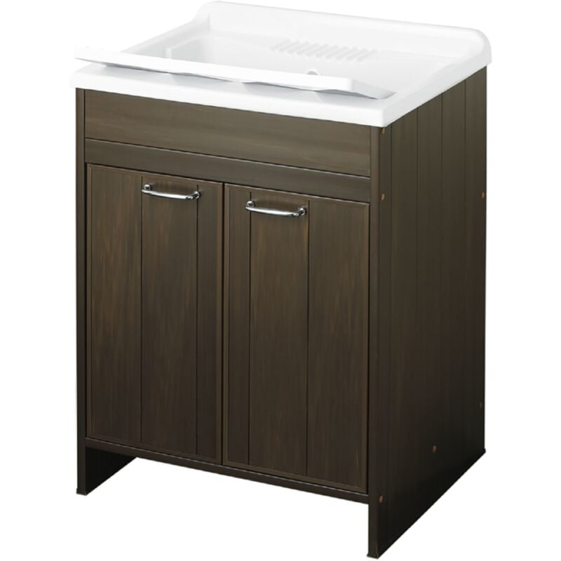 foto del prodotto mobile lavatoio in pvc a 2 ante wenge con vasca in resina 60x50 cm