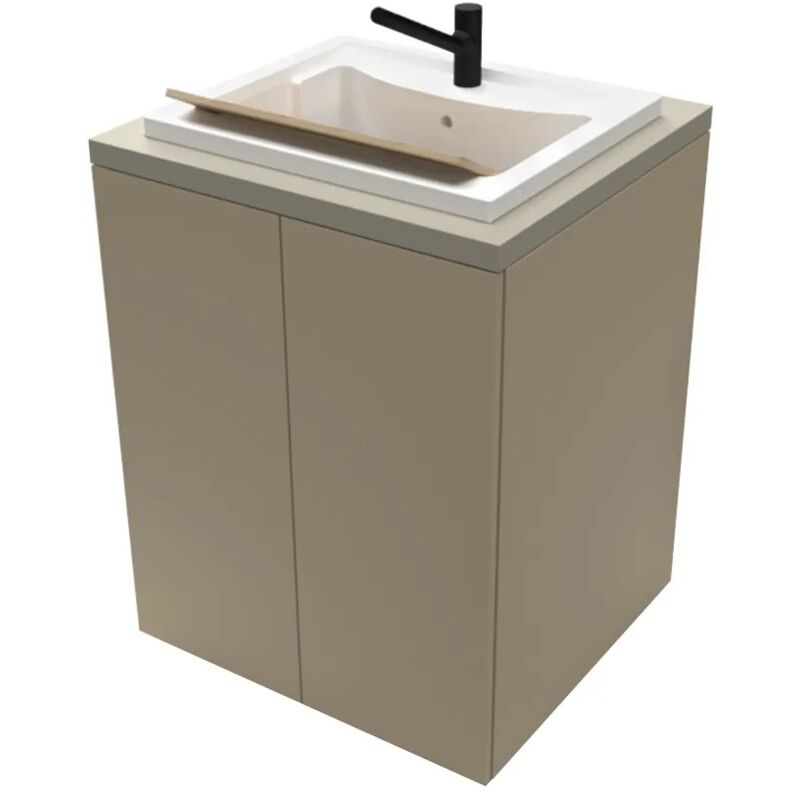 foto del prodotto mobile lavatoio tortora 79x65 cm con ante e vasca in resina wanda