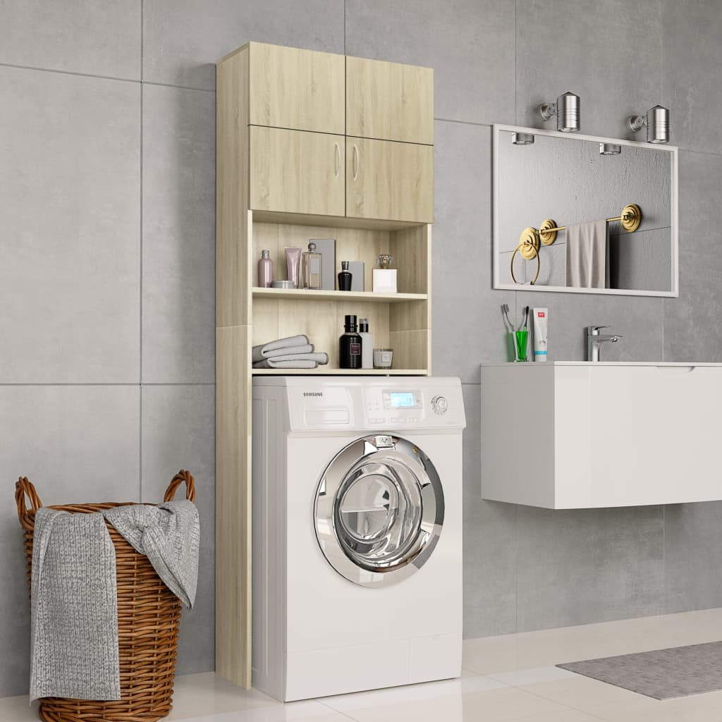 foto del prodotto mobile lavatrice rovere sonoma 64x25,5x190 cm legno multistratocod mxl 72114