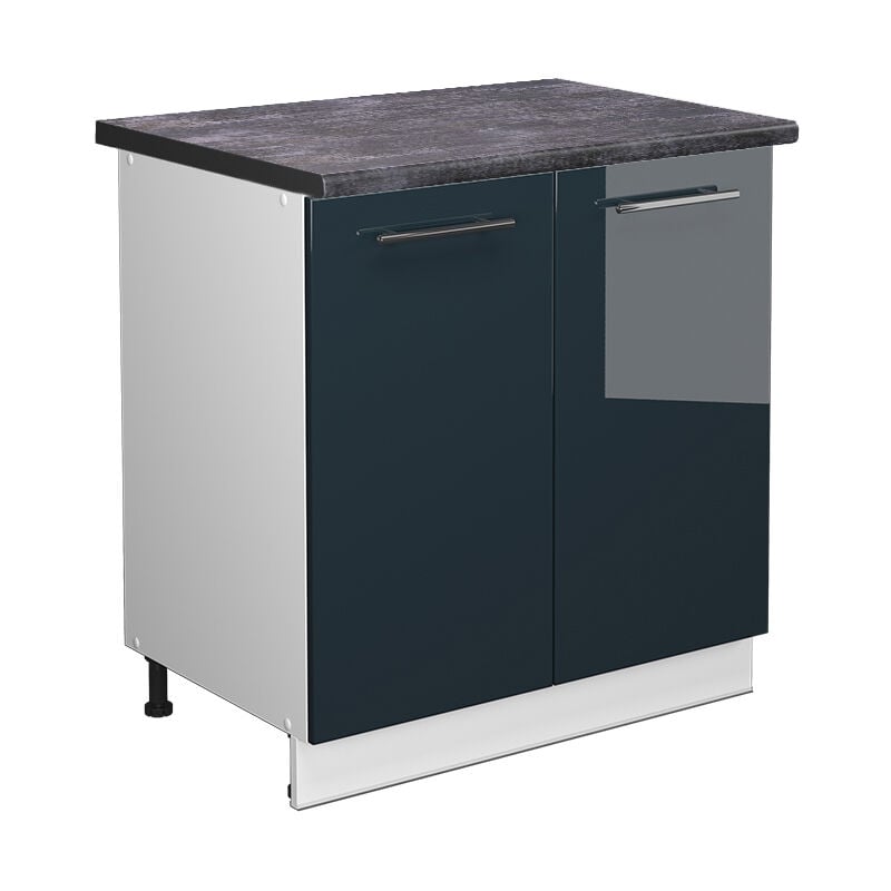 foto del prodotto mobile lavello cucina fame line, blu scuro lucido, 80 cm con ripiano, pl antracite vicco