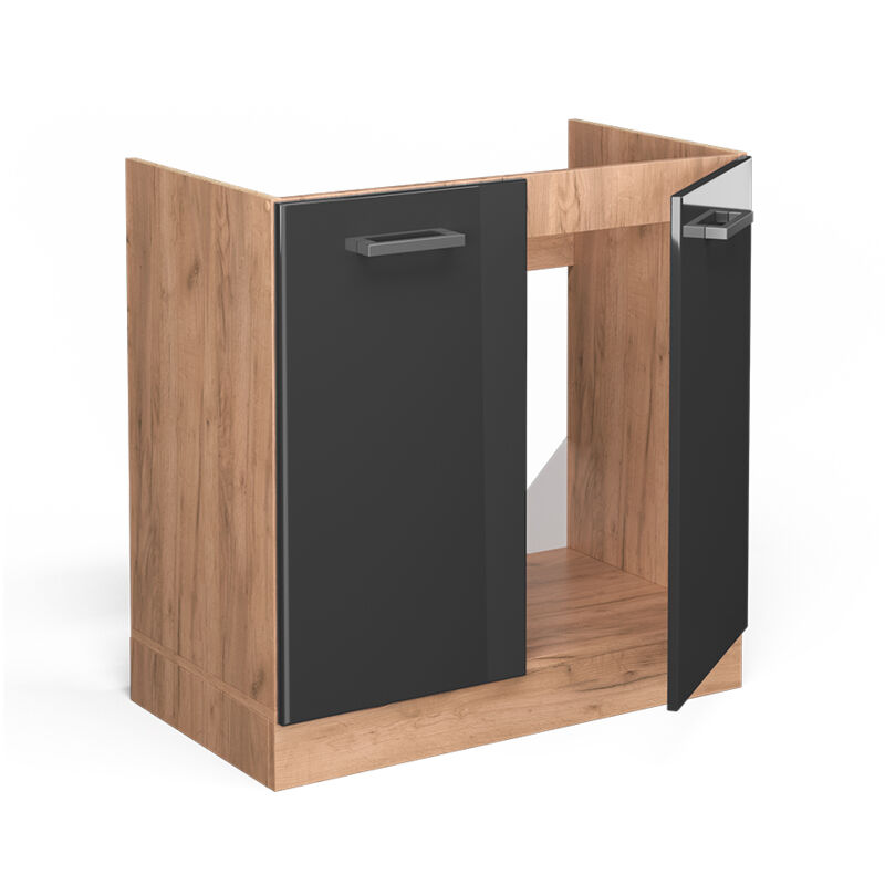 foto del prodotto mobile lavello cucina r line, antracite lucido, 80 cm senza piano di lavoro vicco