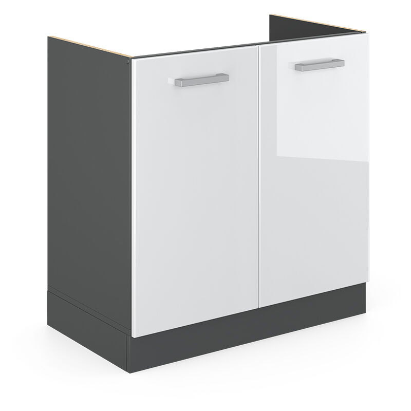 foto del prodotto mobile lavello cucina r line, bianco lucido, 80 cm pl marmo vicco