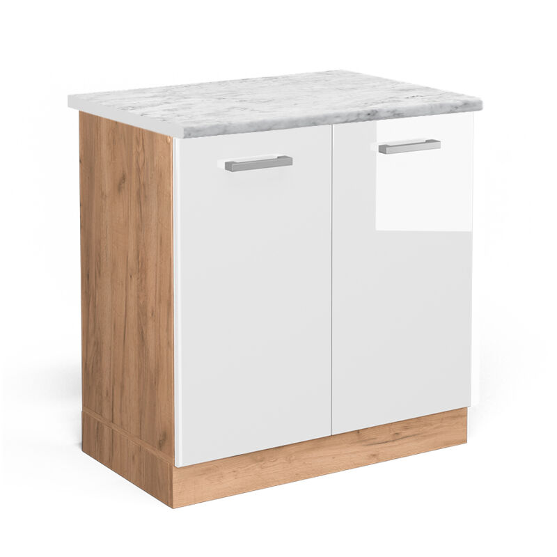 foto del prodotto mobile lavello cucina r line, bianco lucido, 80 cm pl marmo vicco