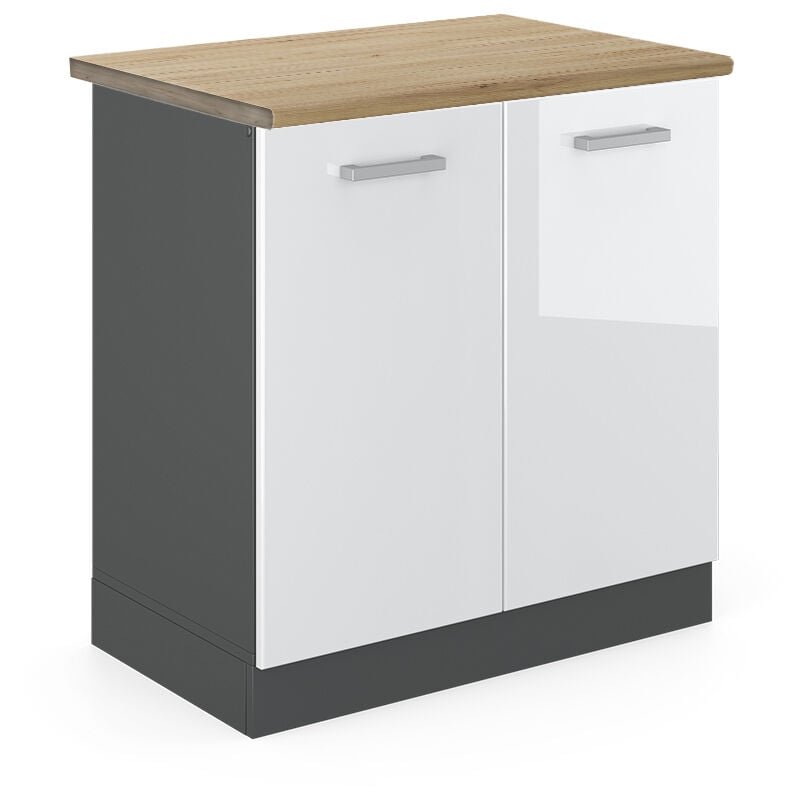 foto del prodotto mobile lavello cucina r line, bianco lucido, 80 cm , pl rovere vicco